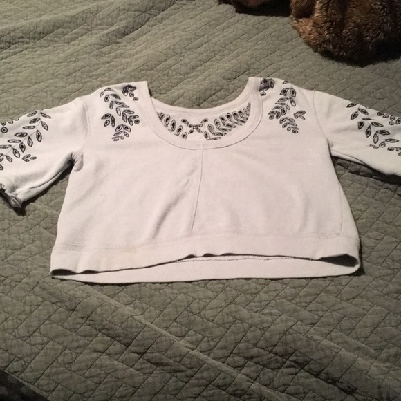 Free People Purple Cropped Sweatshirt - Picture 3 of 4